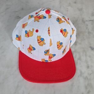 Kids Red & White Winnie Bear Pattern Cap
